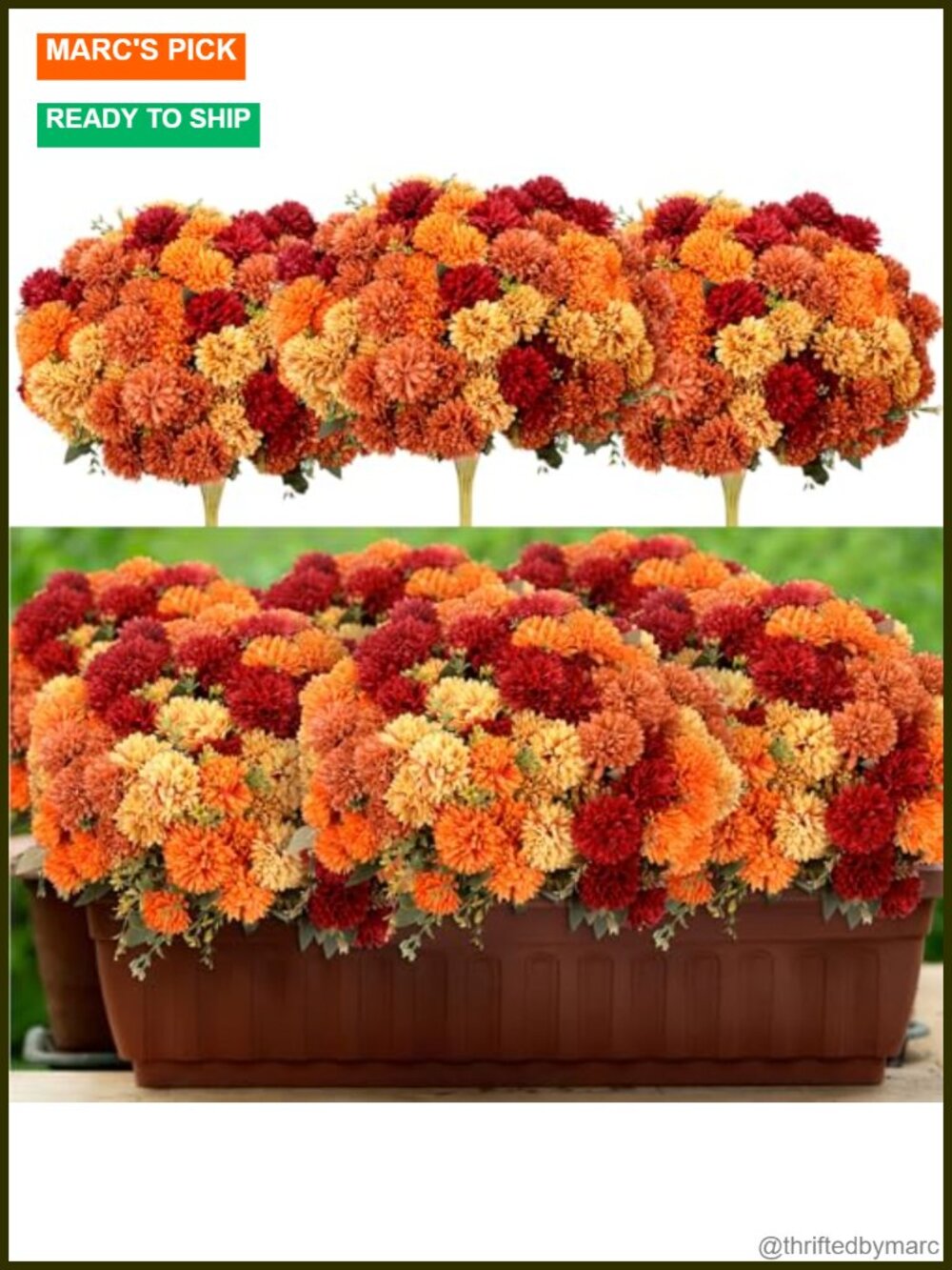 12 Pcs Fall Artificial Mums Silk Faux Flowers for Home Decor